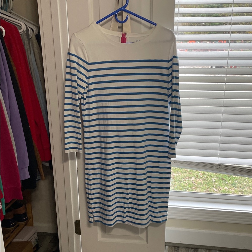 Vineyard Vines Blue and White Striped Midi Dress